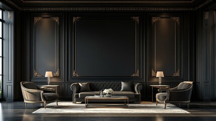 Elegant Black and Gold Interior Design