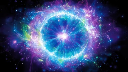 Fototapeta premium Cosmic Nebula Explosion Vibrant Energy Burst