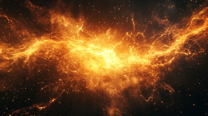 Fiery Cosmic Nebula with Glowing Stars and Orange Hues