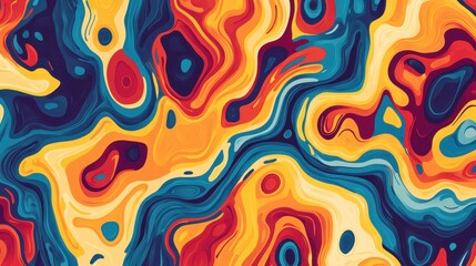 Abstract Colorful Swirling Liquid Paint Design