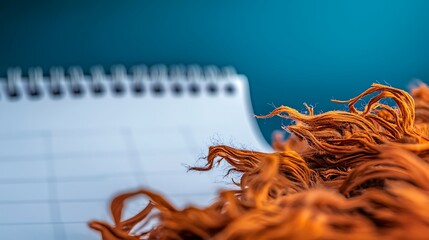 Red dog fur, calendar, planning, teal background, pet care