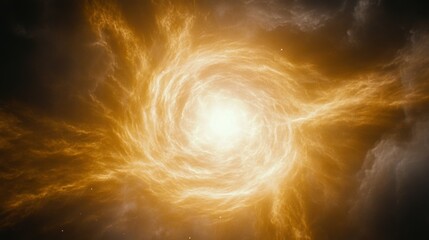 Naklejka premium Cosmic Vortex Celestial Swirl of Golden Light