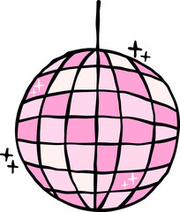 Hand Drawn fesive Disco Ball Doodle