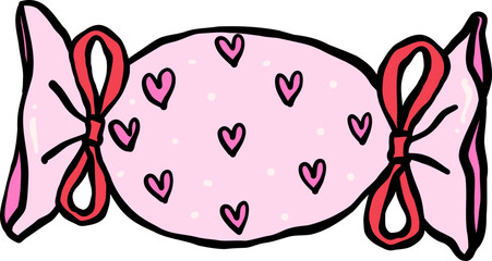 Retro Valentine Love Wrapped Candy Doodle Hand Drawn