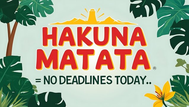 Hakuna Matata No Deadlines Today Tropical Design