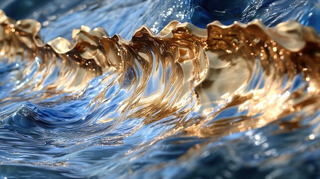 Elegant contemporary gold metallic finish with radiant light reflections