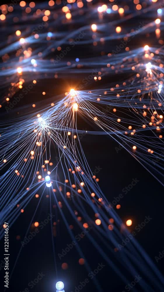 Poster Bright lights and flowing strands create a mesmerizing display of color and movement at night
