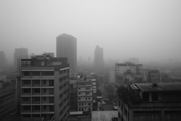 Obraz premium Air pollution, pm 2.5, industry pollution, toxic road smoke clouds and environment pollution, and vehicle carbon dioxide. Generative Ai.