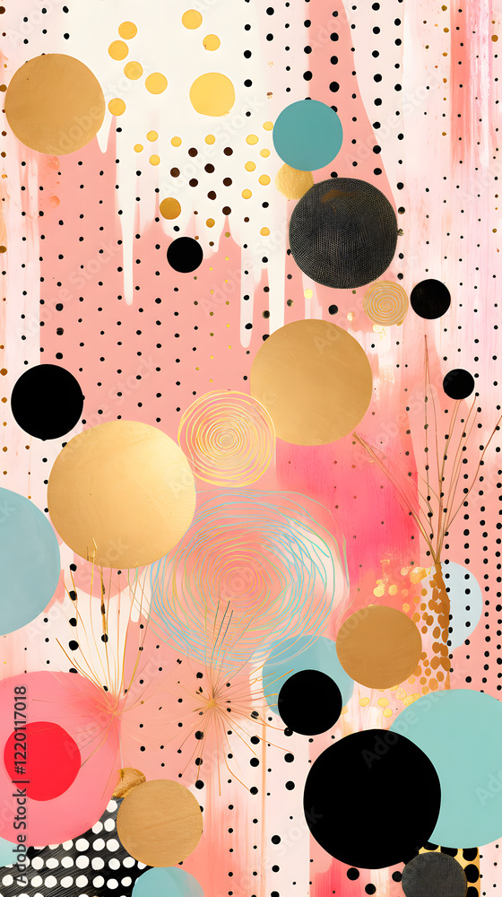 Aufkleber digital retro hand drawn colorful geometry pattern graphics poster background