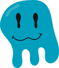 Psychedelic Melting Emoticon. Vector Illustration in Flat Cartoon Concept