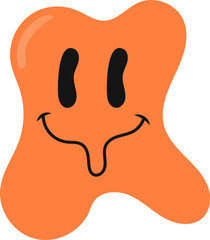 Psychedelic Melting Emoticon. Vector Illustration in Flat Cartoon Concept