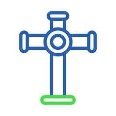 Blue and Green Religious Cross Graphic Illustration