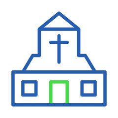 Obraz premium Blue and Green Church Icon with Cross Design Graphic