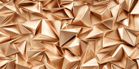 Abstract Gold Geometric Background Shiny Metallic Triangular Pattern Luxury Texture