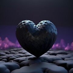 Obraz premium Bold Black Heart: A Unique Twist on Love and Emotions