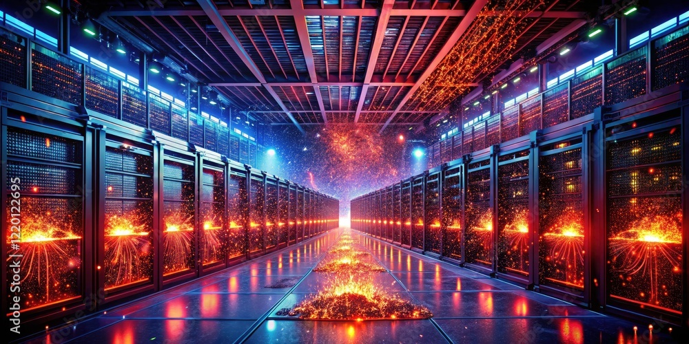 Poster aerial photos depict a massive ddos attack overwhelming data centers, resulting in server overload a