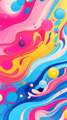 Obraz premium Digital retro cartoon bubbly juicy swirls geometric pattern graphics poster background