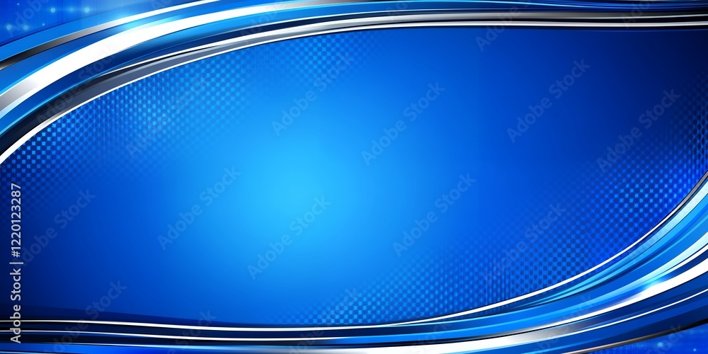 Poster abstract blue swirl background design with metallic accents and grid pattern