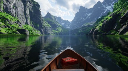 Rowboat Fjord Mountain Lake Scenic Travel