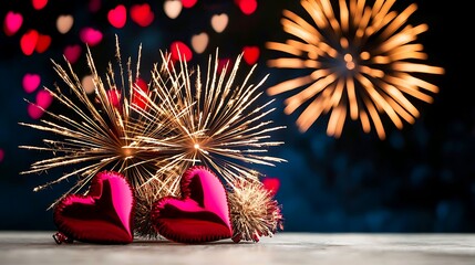 Romantic Valentine's Day fireworks celebration