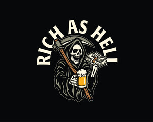 grim reaper rich as hell party drink