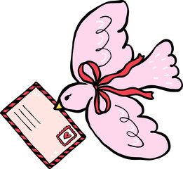 Whimsical Lovebird Delivering a Letter Illustration