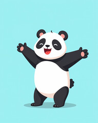 Fototapeta premium cheerful panda bear with open arms radiating positivity and friendliness
