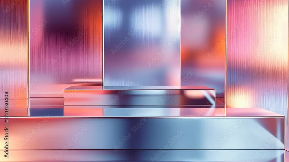 Poster stunning abstract interplay of light and reflections in a vibrant setting captured at dusk. generati