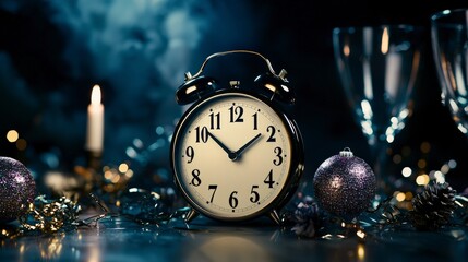 New year countdown clock ticking final seconds festive celebration indoor nighttime anticipation concept