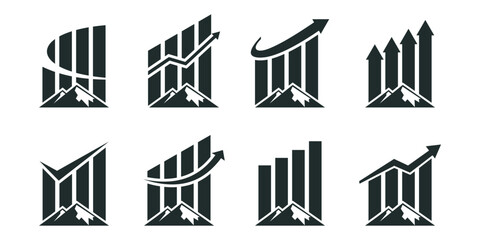 Fototapeta premium SET vector abstract mountain and finance logo 