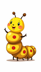 Obraz premium cheerful yellow cartoon caterpillar with red spots.
