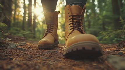 Hiking Boots on Forest Trail: A Journey Through Nature's Embrace