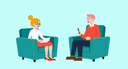 Obraz premium woman and a man attentively engage in a calm and professional session.