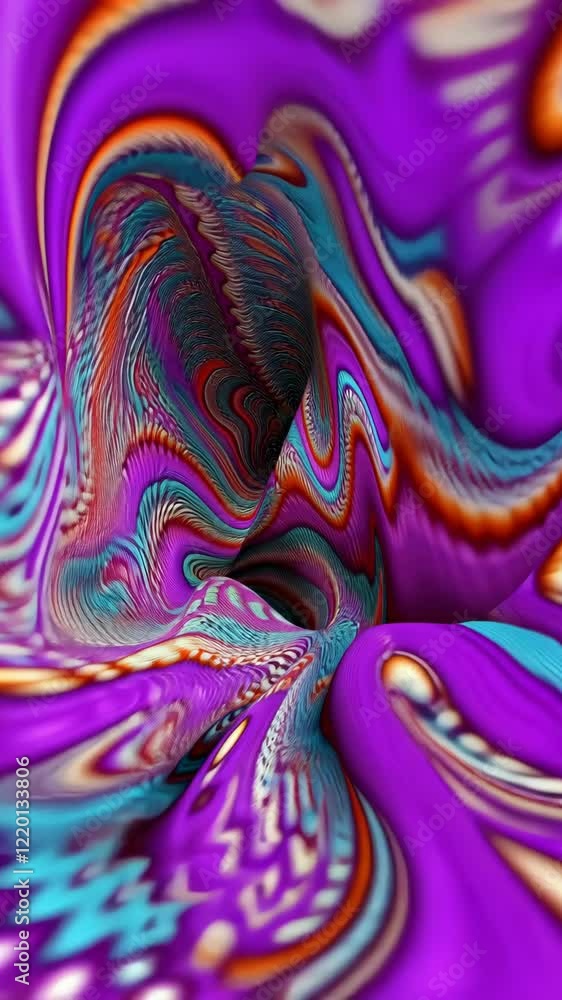 Poster vibrant abstract swirl in purple tones creating a mesmerizing depth effect in a digital art piece