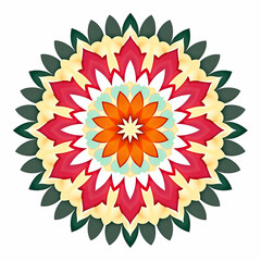 intricate circular mandala with multicolored petals