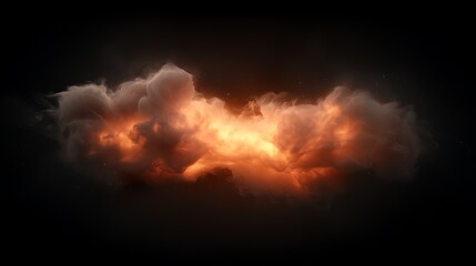 Fototapeta premium Dramatic explosion of fiery clouds illuminating a dark sky, creating a striking visual impact
