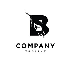 Obraz premium Letter B Narwhals Logo Icon Vector