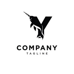 Letter Y Narwhals Logo Icon Vector