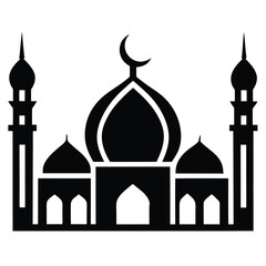 Silhouette of a Mosque, Perfect for Religious or Cultural Imagery