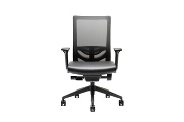 Sleek black chairman's chair with mesh back and cushioned seat, offering breathable comfort and contemporary design for office use.