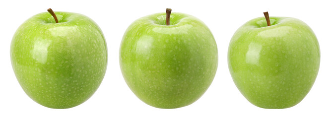 green apple (granny smith apple) isolated, fresh green apple, transparent PNG, PNG format, collection, set