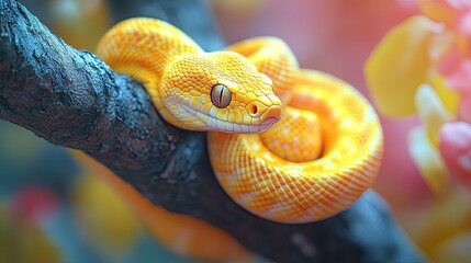 Fototapeta premium Stunning Albino Snake on a Branch