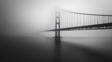 Golden Gate Bridge in Fog: A Monochromatic Masterpiece