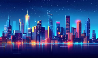 Naklejka premium Project Governance and Oversight with Sponsors and Steering Committees in a Modern Cityscape, Night Meeting, Generative AI