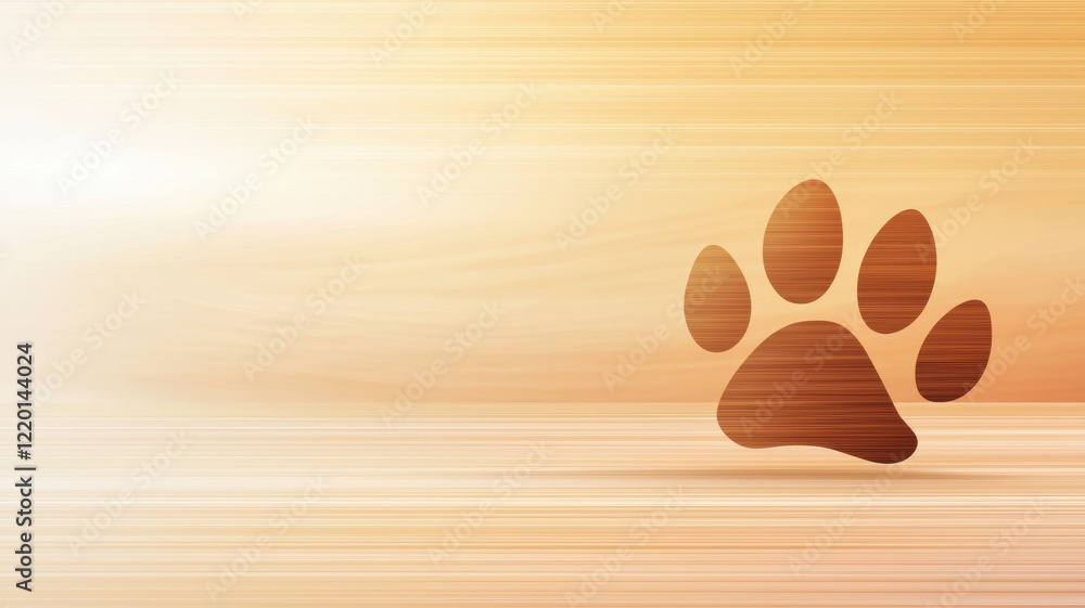 Poster realistic illustration of a paw print on a soft gradient background