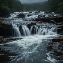 What does the water of a waterfall look like after a storm?