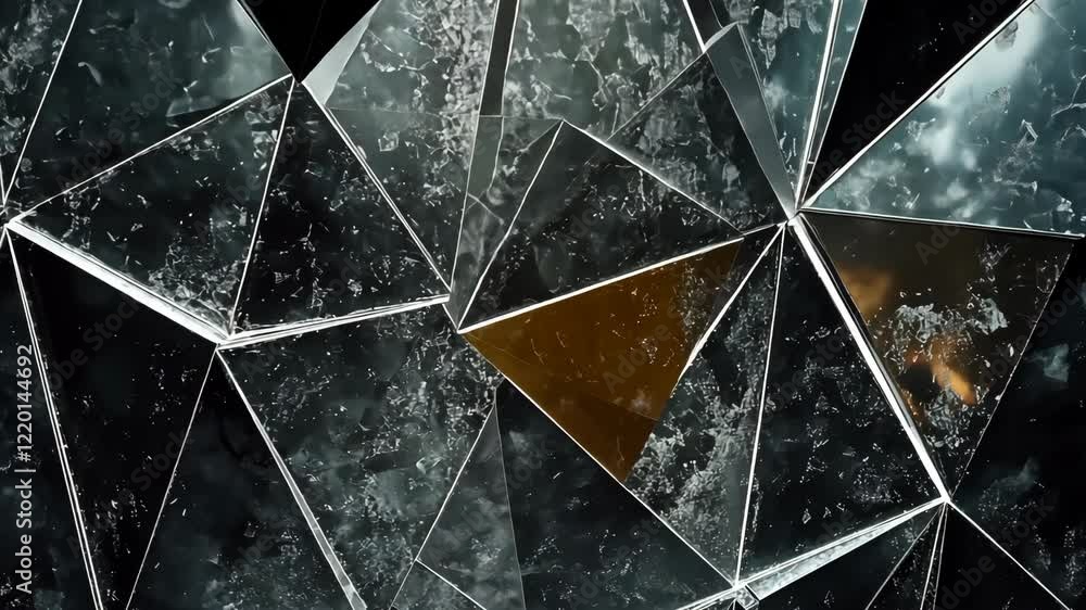Poster intricate patterns of shattered glass reflecting light in various forms and angles