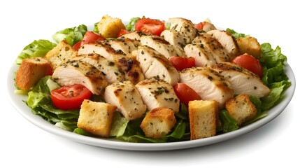 Caesar salad with chicken breast tomatoes