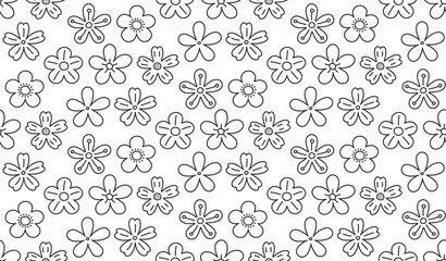 Seamless pattern with abstract hand drawn flowers, vector eps10 illustration