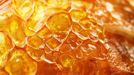 Detailed macro view of Laetiporus sulphureus, known as Chicken of the Woods, in vivid orange and yellow hues.